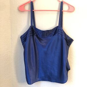 Vintage Indulgence Womens Cropped Camisole Size 38 Blue Faux Satin Dark Coquette